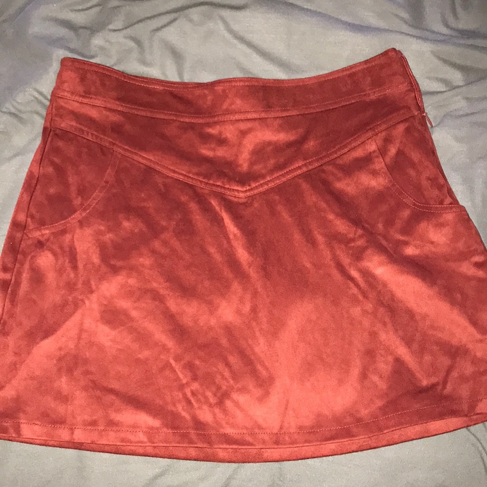 Rust colored suede skirt